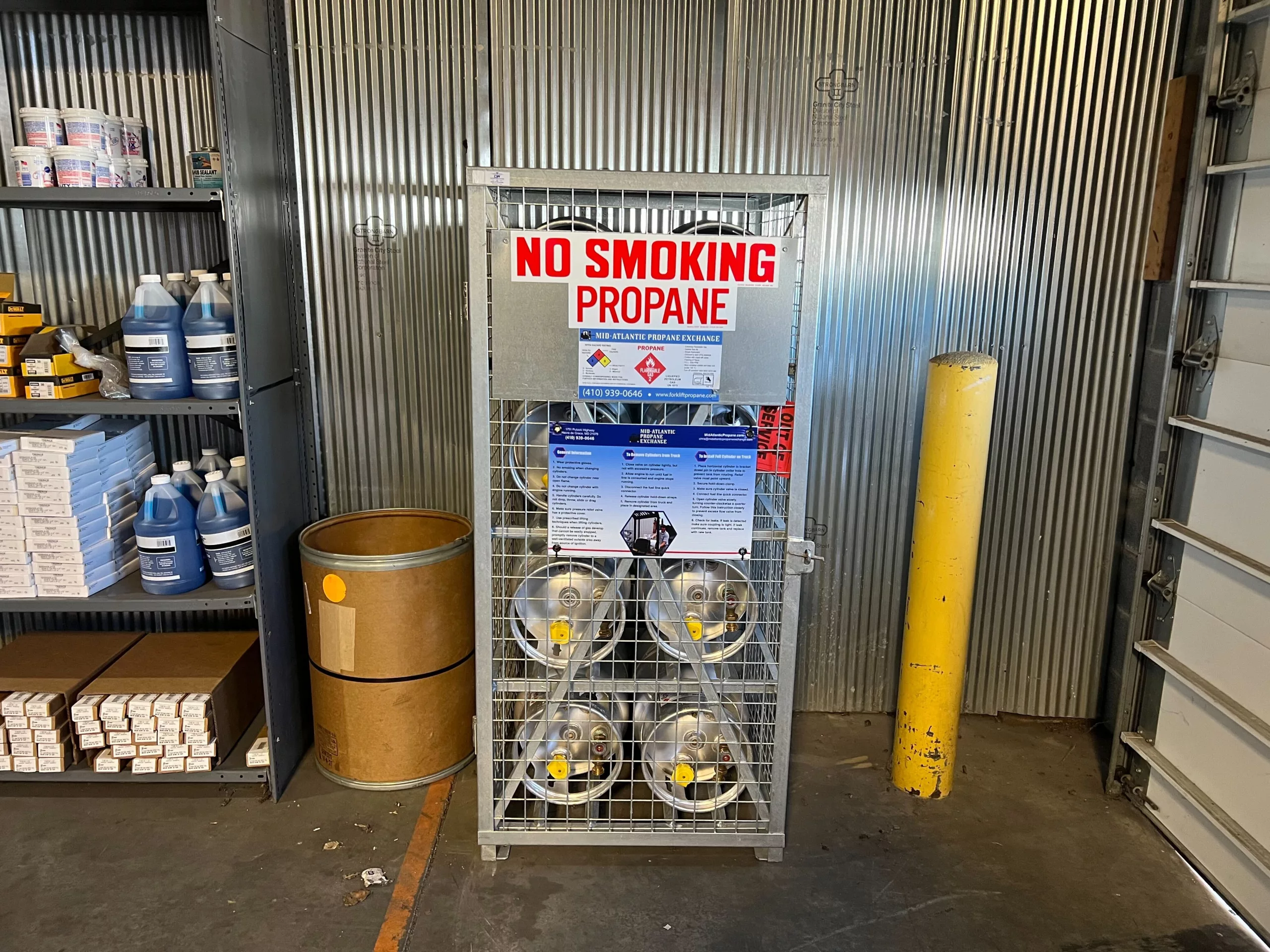 A propane tank storage locker