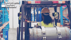 propane powered forklift being used in a warehouse instead of an electric one