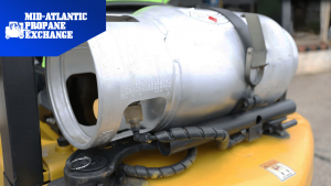 Forklift being powered by propane